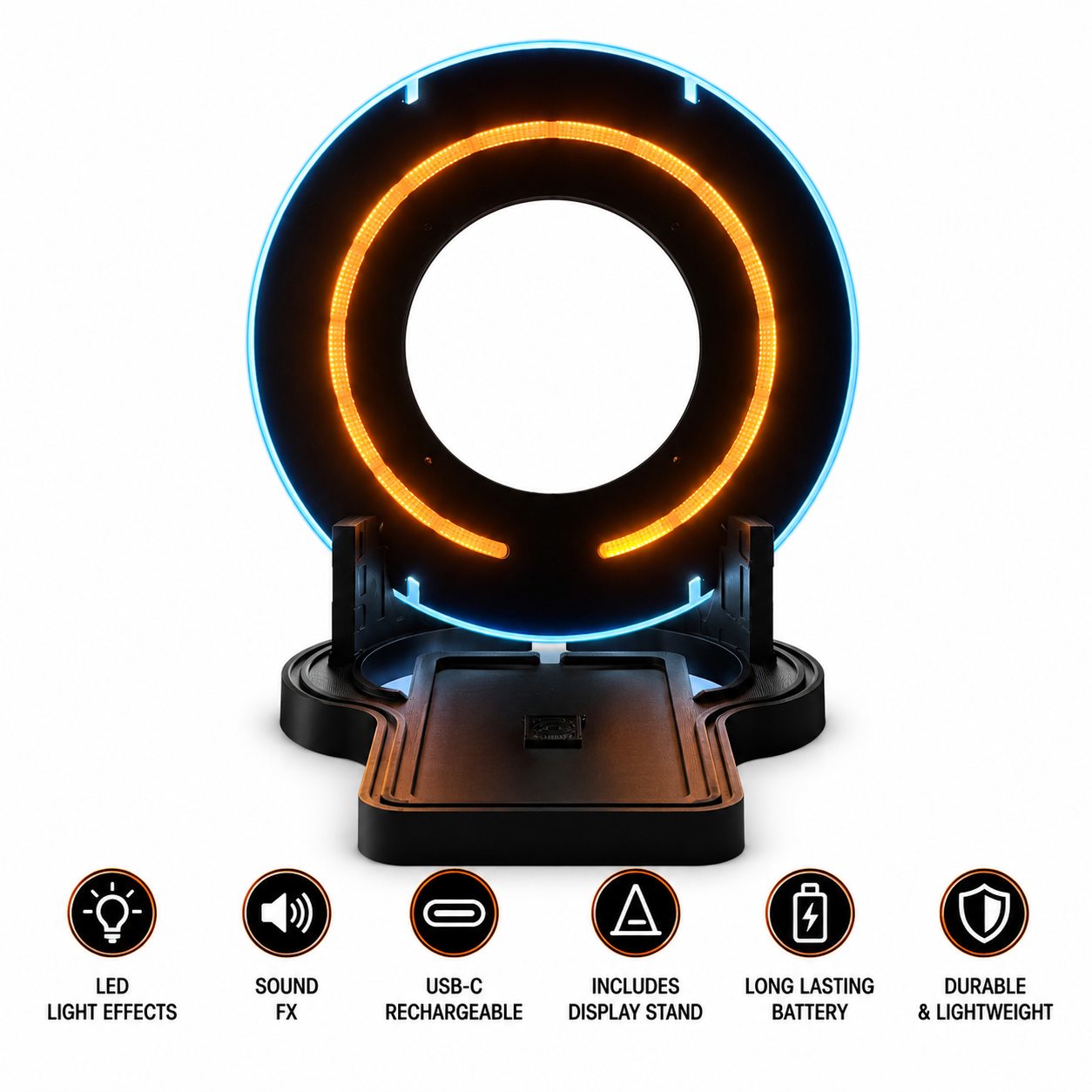 TRON Legacy Identity Disc Replica – LED Light & Sound FX with Display Stand | USB-C Rechargeable